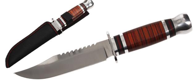 Hobby lovecký nůž s pilkou v dřevěném designu 26 cm