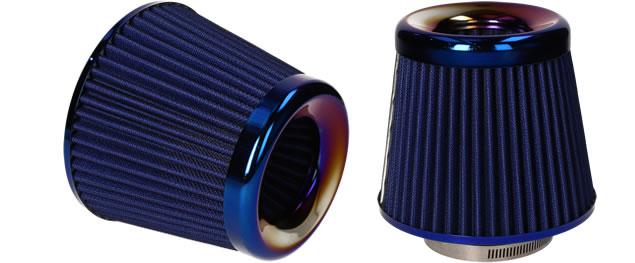 Filtr Racing vzduchový velký s přírubou 70mm modrý
