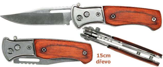 Vystřelovací kapesní nůž s dřevěnou střenkou 15 cm