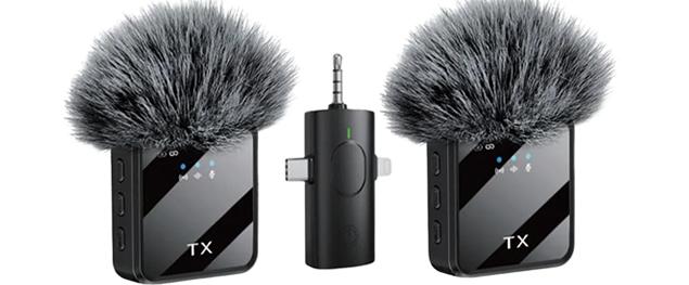 F11-2 bezdrátový mikrofonní set (2× vysílač + přijímač) s protivětrnými návleky