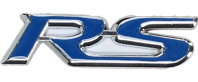 Kovová samolepka RS – modrá (9 × 2,5 cm)