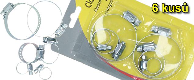 Sada kovových spon na hadice – 6 ks, 3 rozměry