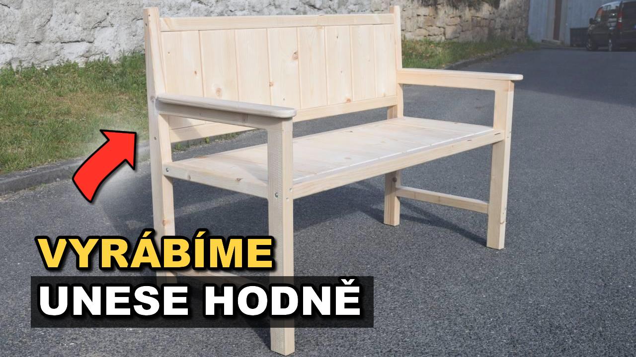 Masivní dřevěná lavička s opěradlem a područkami Heavy Duty I