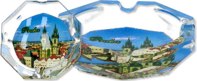 Skleněný popelník Praha 8 cm kulatý&hellip;